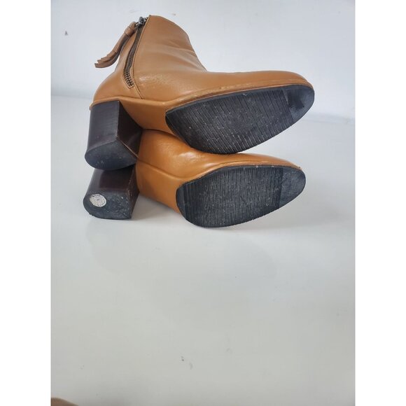 Opening Ceremony Leather Ankle Boots Caramel Brown Bootie Size 37.5 US 6.5 Shoes - Picture 7 of 15